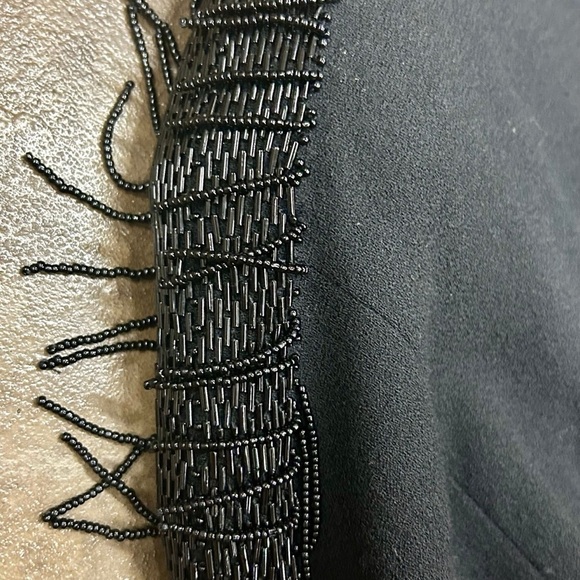 Vintage Ellen Tracy 100% Wool Black Beaded Shift Dress | Size 16 - Picture 3 of 8